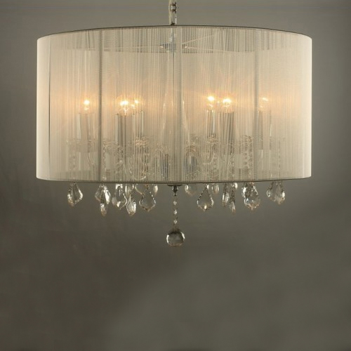 Ceiling Light Glass Crystal Pendant & Metal in White